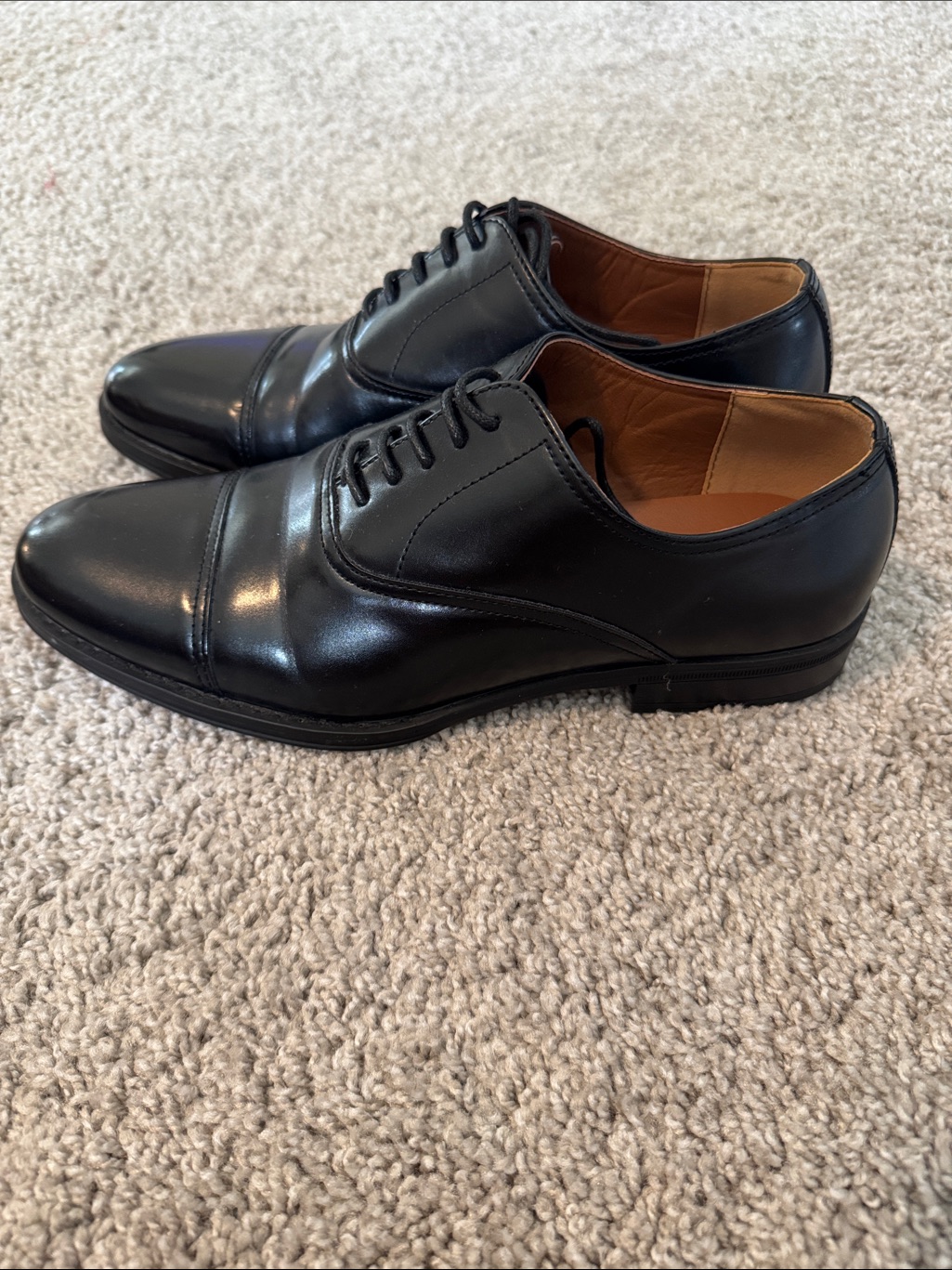 Nine West Black Leather Cap-Toe Derby Dress Shoes